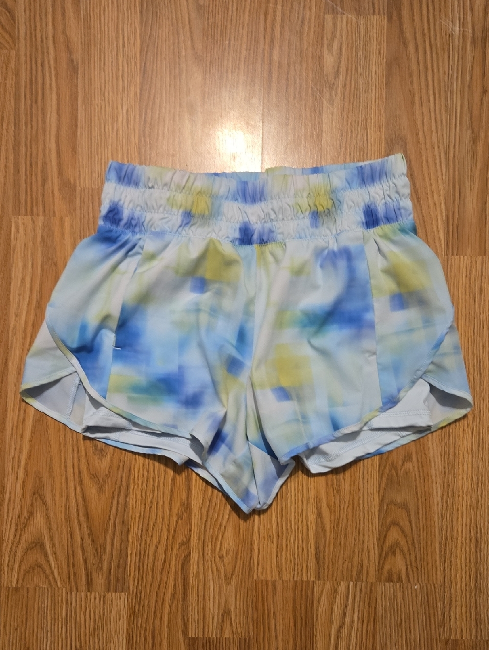 Avia Blue and Yellow Watercolor Athletic Shorts